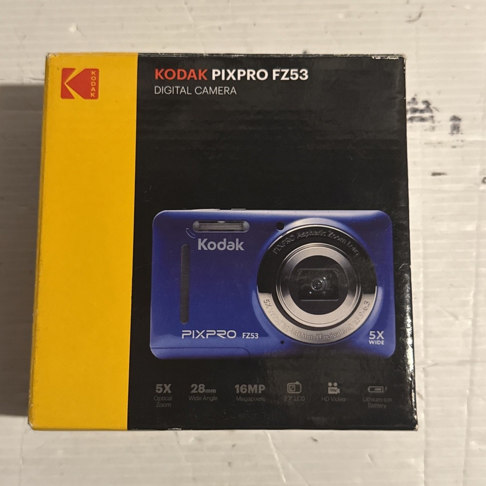 Kodak PIXPRO FZ53 16MP Digital Camera Blue 5X Wide Zoom Tested New In Open Box